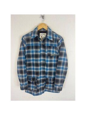 Sitka Blue Plaid Zip Up Shirt Jacket Mens Small Vancouver Island Buffalo Check